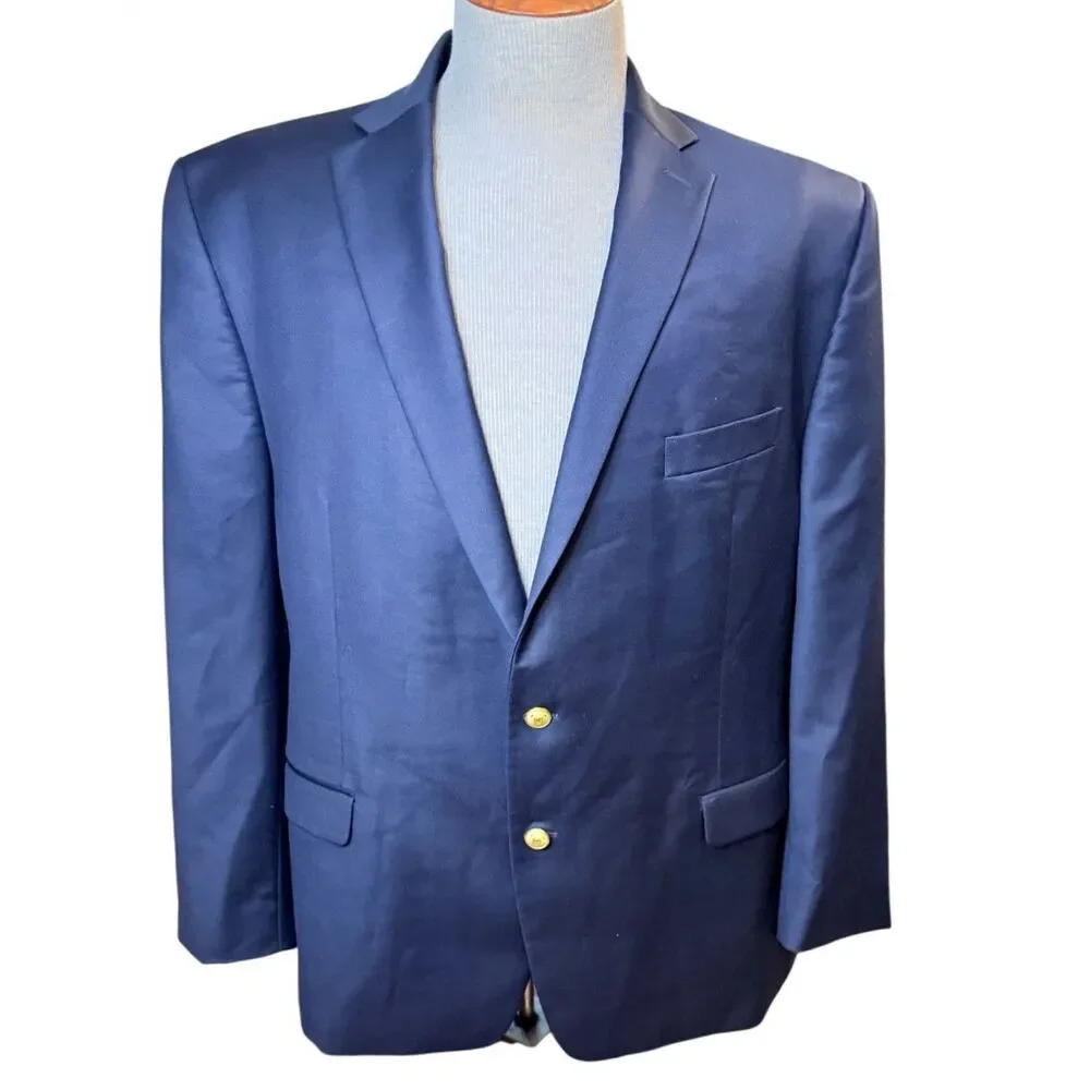 Lauren Ralph Lauren Mens Navy Blue Blazer Wool 48R Preppy Classic